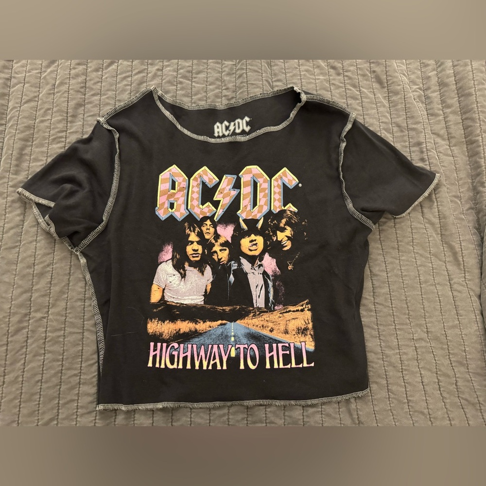 Juniors large crop top AC/DC
